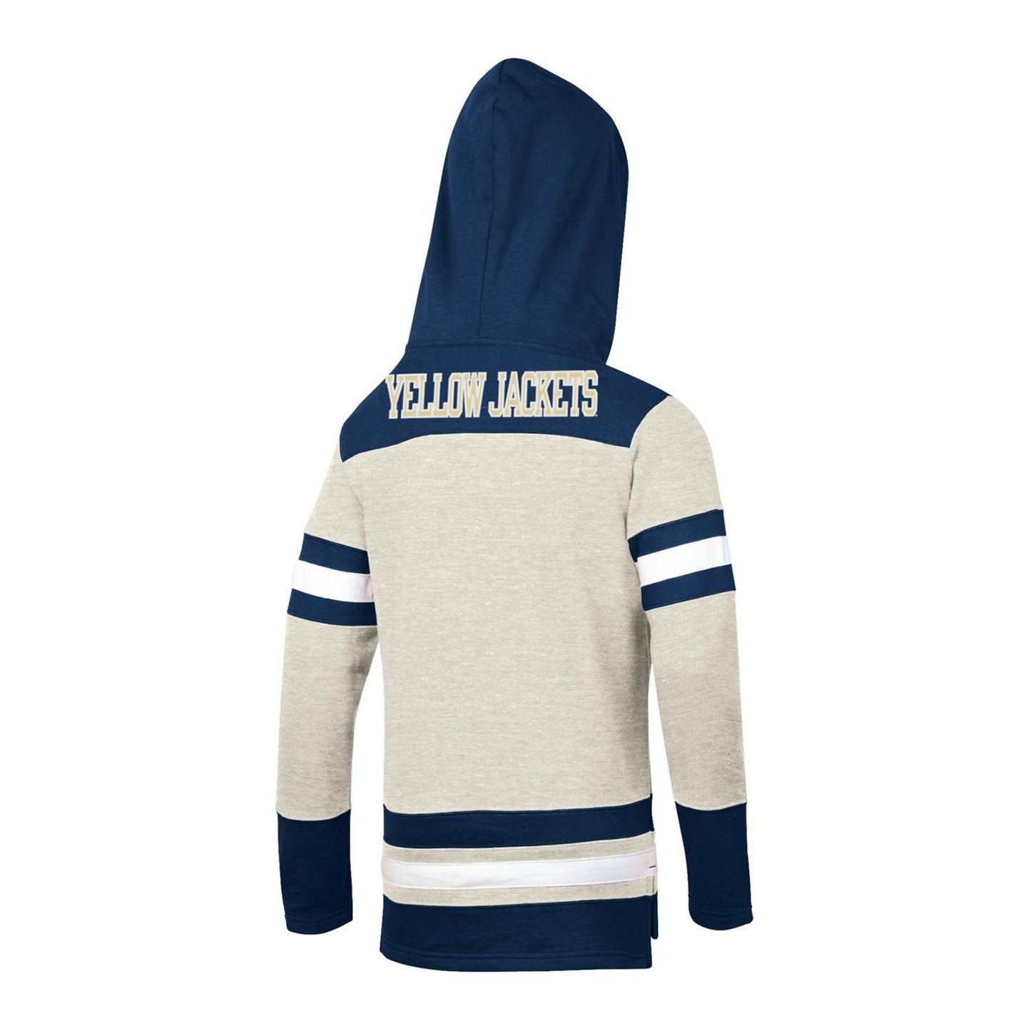 Youth Georgia Tech Yellow Jackets Super Fan Hockey Hood in Oatmeal - Back View