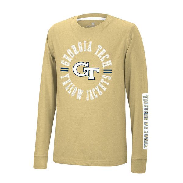 Youth Georgia Tech Trolley T-Shirt in Gold - Front View
