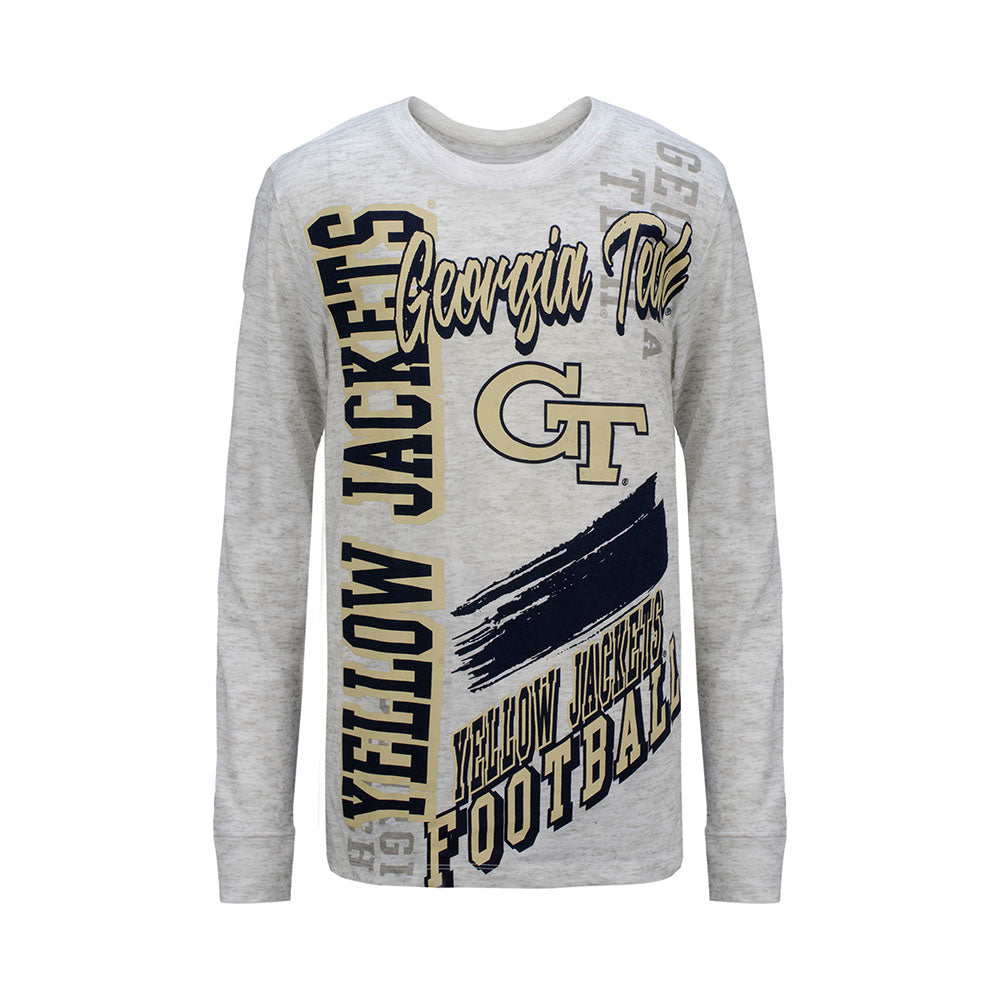 Youth Georgia Tech Yellow Jackets Game Day Vibes T-Shirt in Grey - Front View