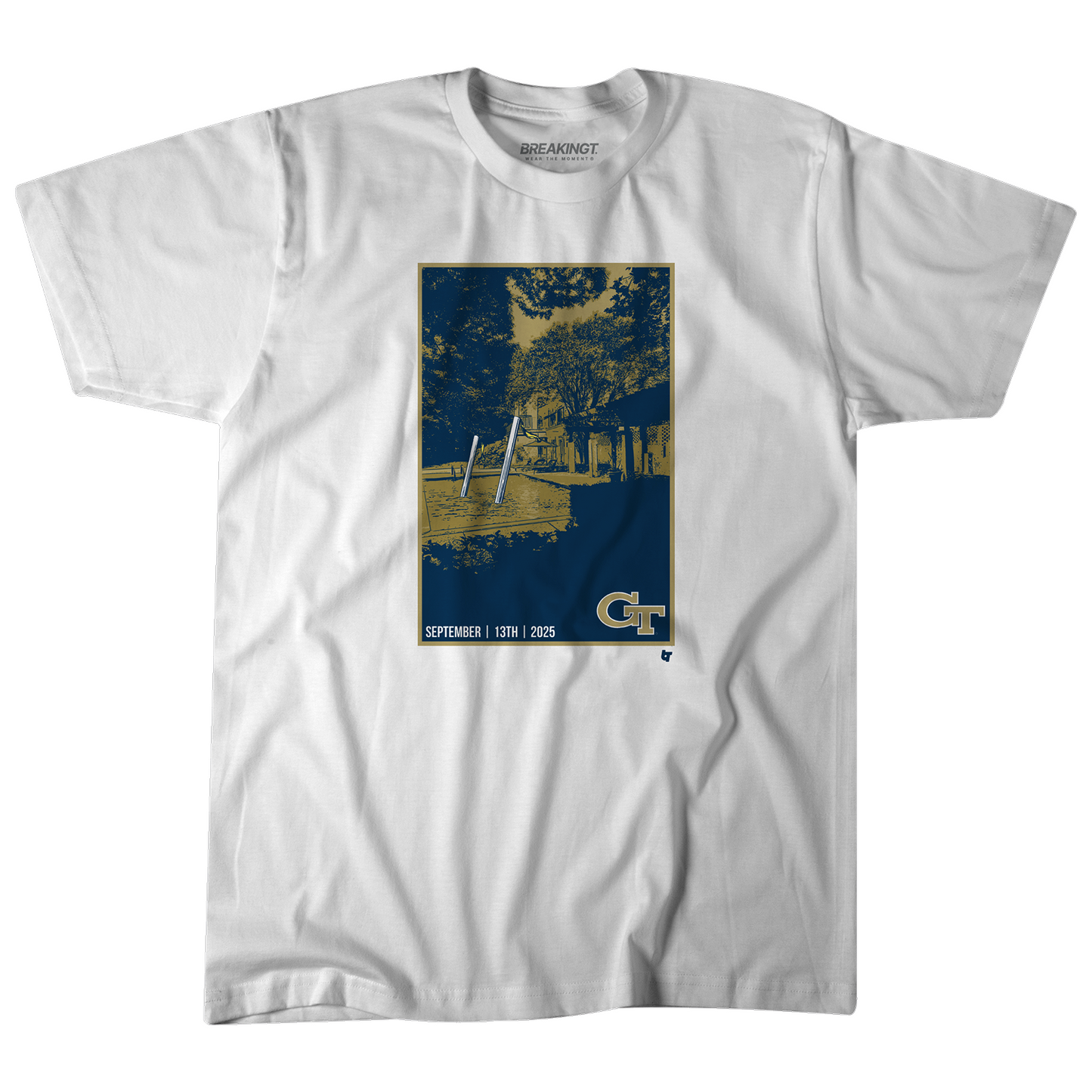 Georgia Tech Yellow Jackets Football The Goalposts Have Left the Building T-Shirt In White - Front View
