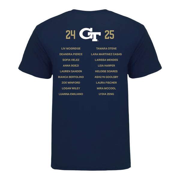 Georgia Tech Yellow Jackets 2024-2025 Women's Volleyball Team T-Shirt - Back View