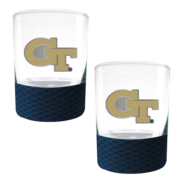 Georgia Tech Yellow Jackets 2-Piece Commissioner Rocks Glass Set - Front View