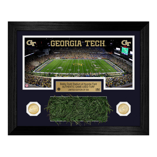 Georgie Tech Yellow Jackets Game-Used Turf Bronze Coin Photomint - Front View