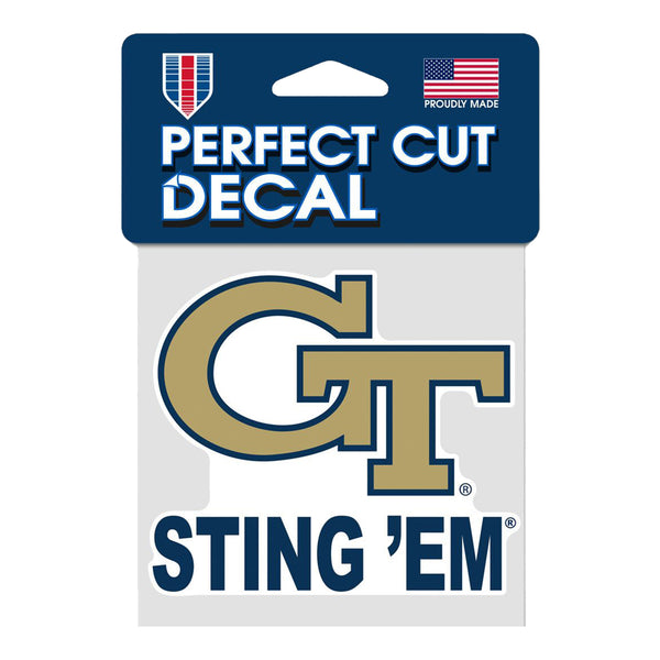 Georgia Tech Yellow Jackets Sting 'Em Decal 4x4 - Front View
