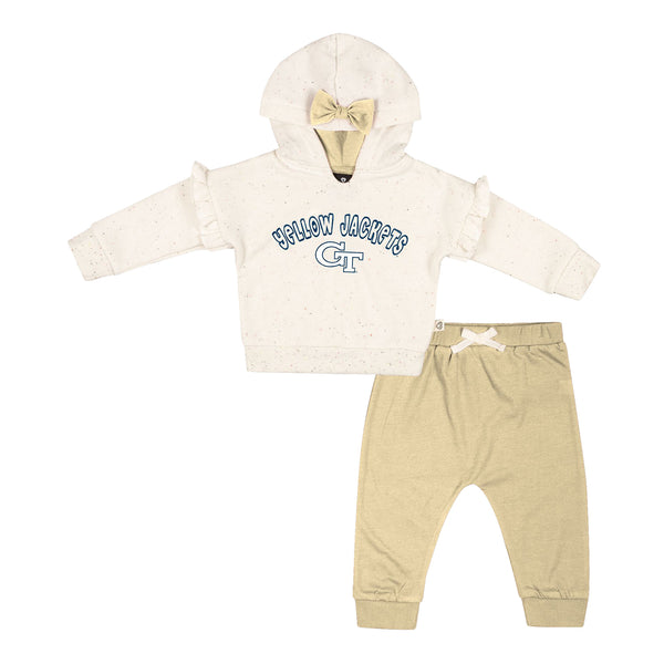 Infant Georgia Tech Yellow Jackets Wrapped In A Bow Set - Natural - Front View