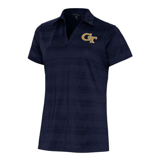 Ladies Georgia Tech Yellow Jackets Compass Navy Polo - Front View