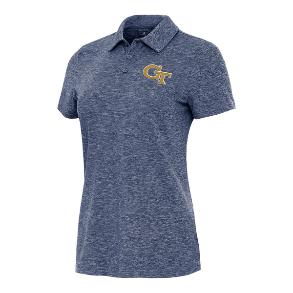 Ladies Georgia Tech Yellow Jackets Matter Heather Navy Polo - Front View