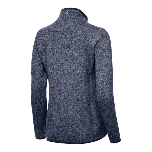 Ladies Georgia Tech Yellow Jackets 1/2 Zip Fortune Heather Navy Pullover Jacket - Back View