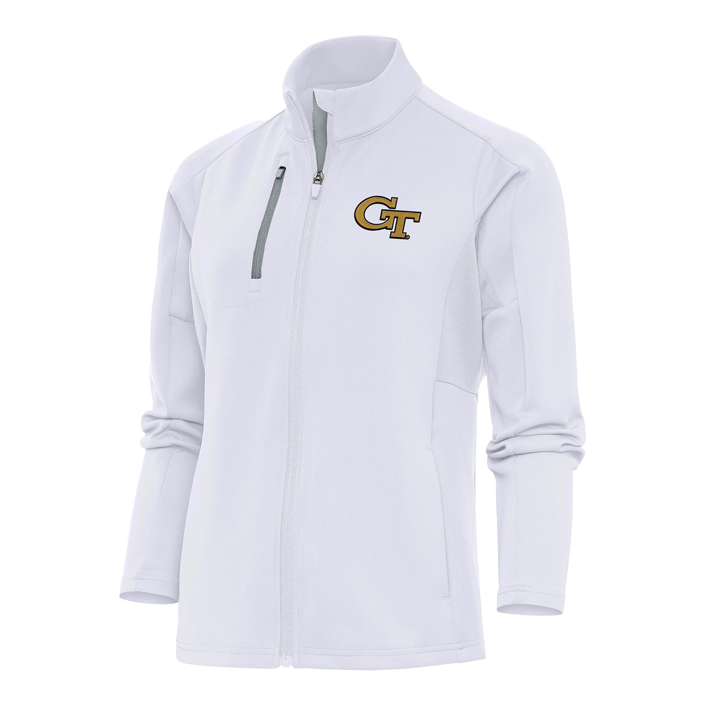 Ladies Georgia Tech Yellow Jackets Full Zip Generation White Jacket - Front View