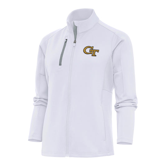 Ladies Georgia Tech Yellow Jackets Full Zip Generation White Jacket - Front View