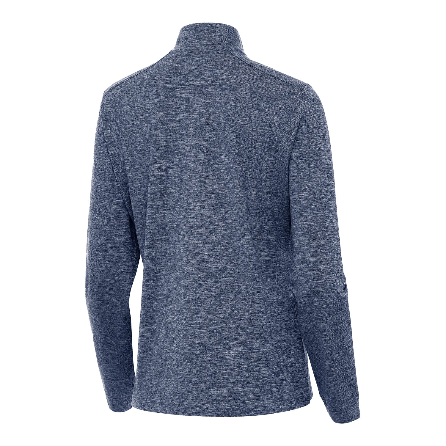 Ladies Georgia Tech Yellow Jackets 1/4 Zip Mock Heather Navy Jacket - Back View