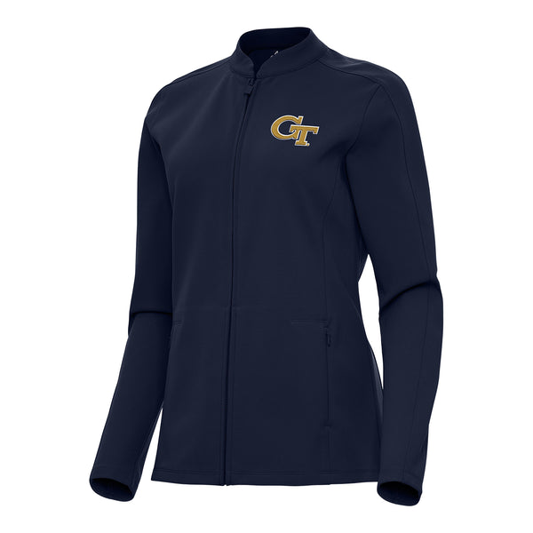 Ladies Georgia Tech Yellow Jackets Regard Full Zip Navy Jacket - Front View