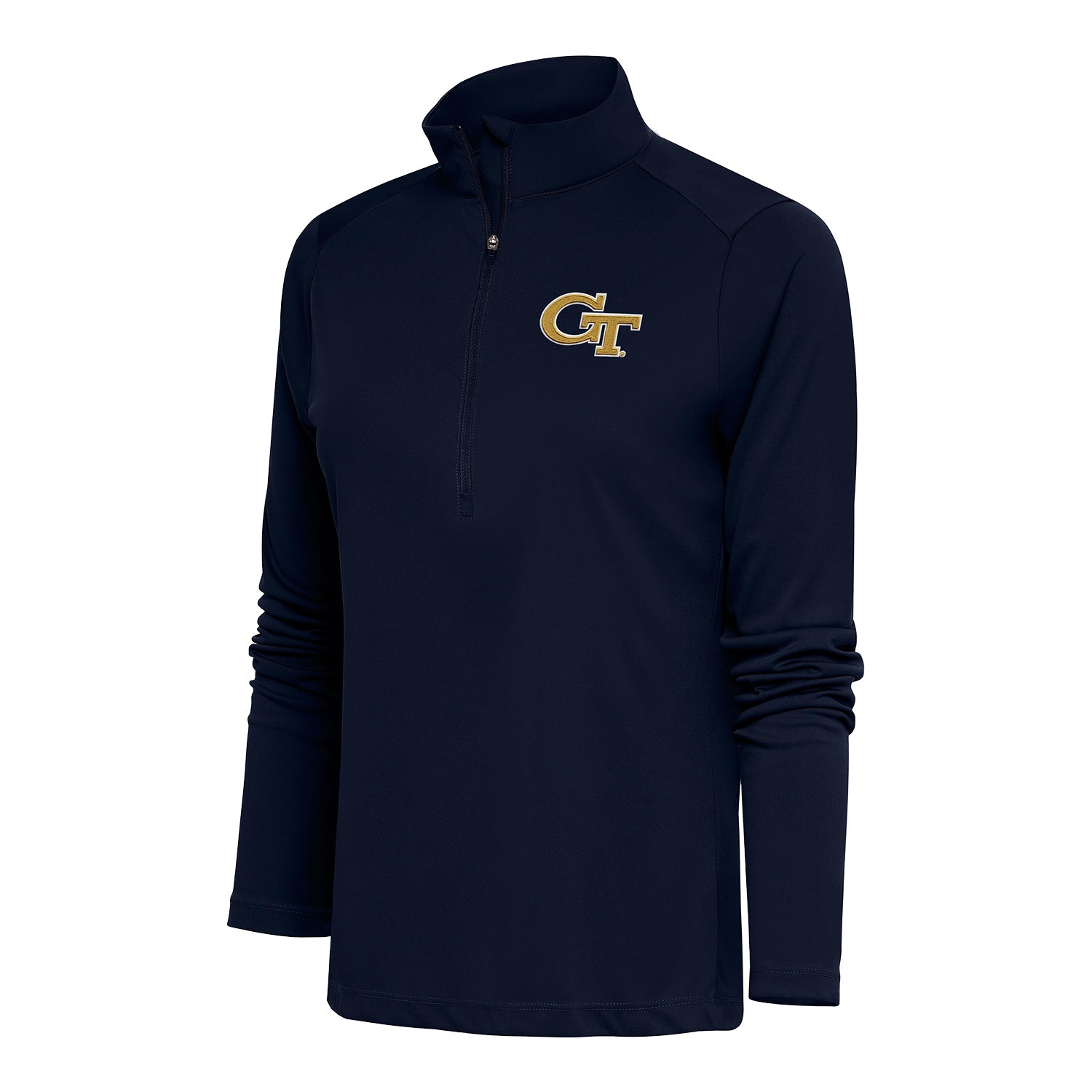 Ladies Georgia Tech Yellow Jackets 1/2 Zip Tribute Navy Jacket - Front View
