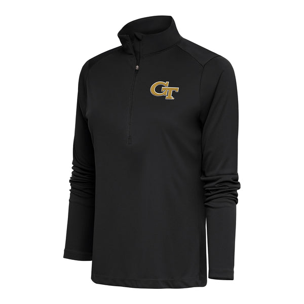 Ladies Georgia Tech Yellow Jackets 1/2 Zip Tribute Dark Grey Jacket - Front View