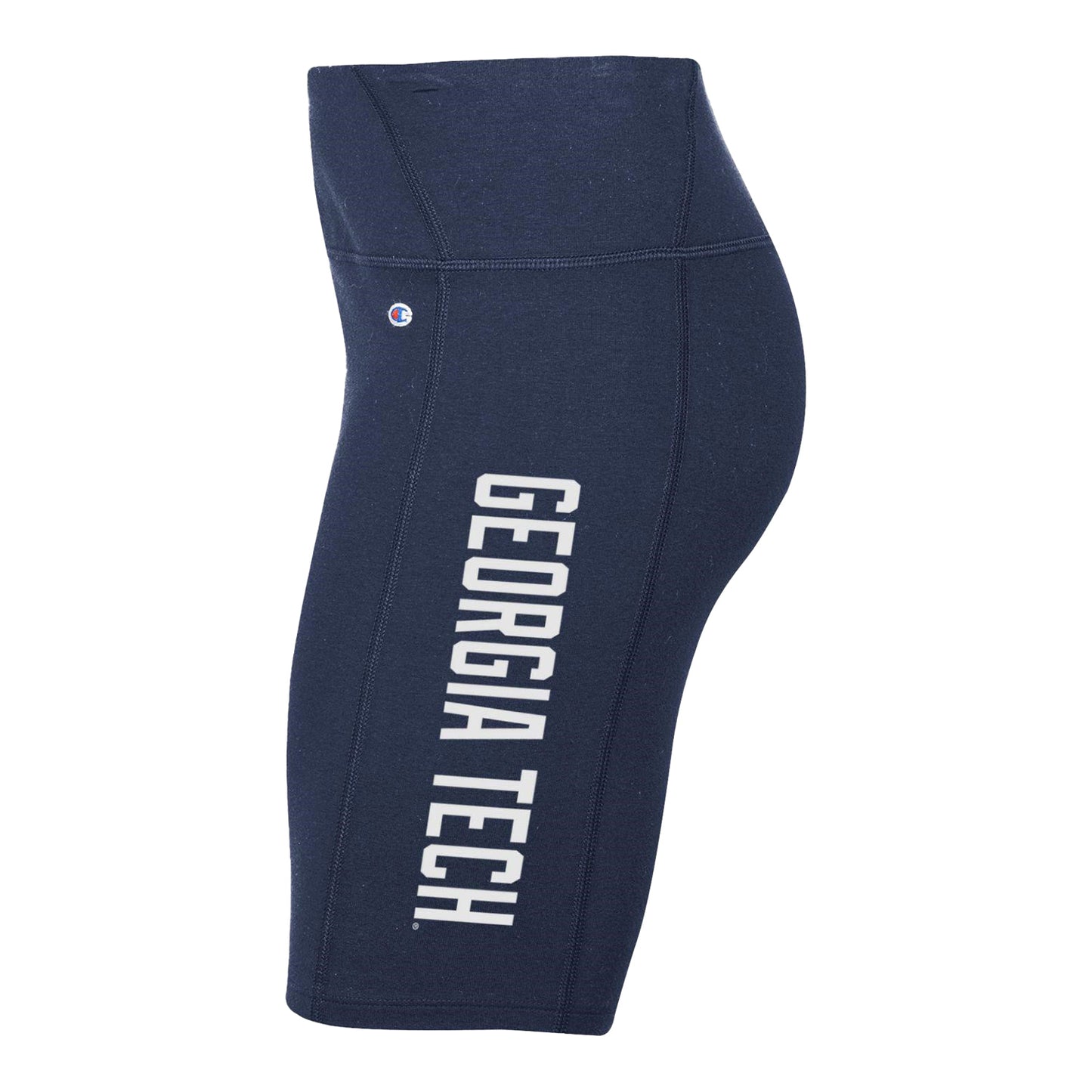 Ladies Georgia Tech Yellow Jackets Navy Biker Shorts - Side View
