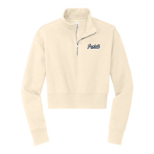 Georgia Tech Yellow Jackets Cream Half-Zip Fleece Pullover - Front View