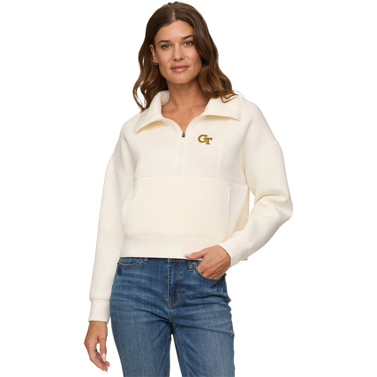 Georgia Tech Yellow Jackets Flag & Anthem Cream 1/2-Zip Pullover