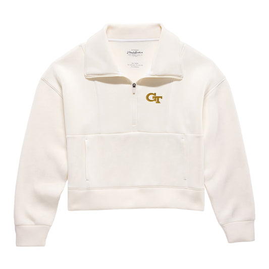 Georgia Tech Yellow Jackets Flag & Anthem Cream 1/2-Zip Pullover