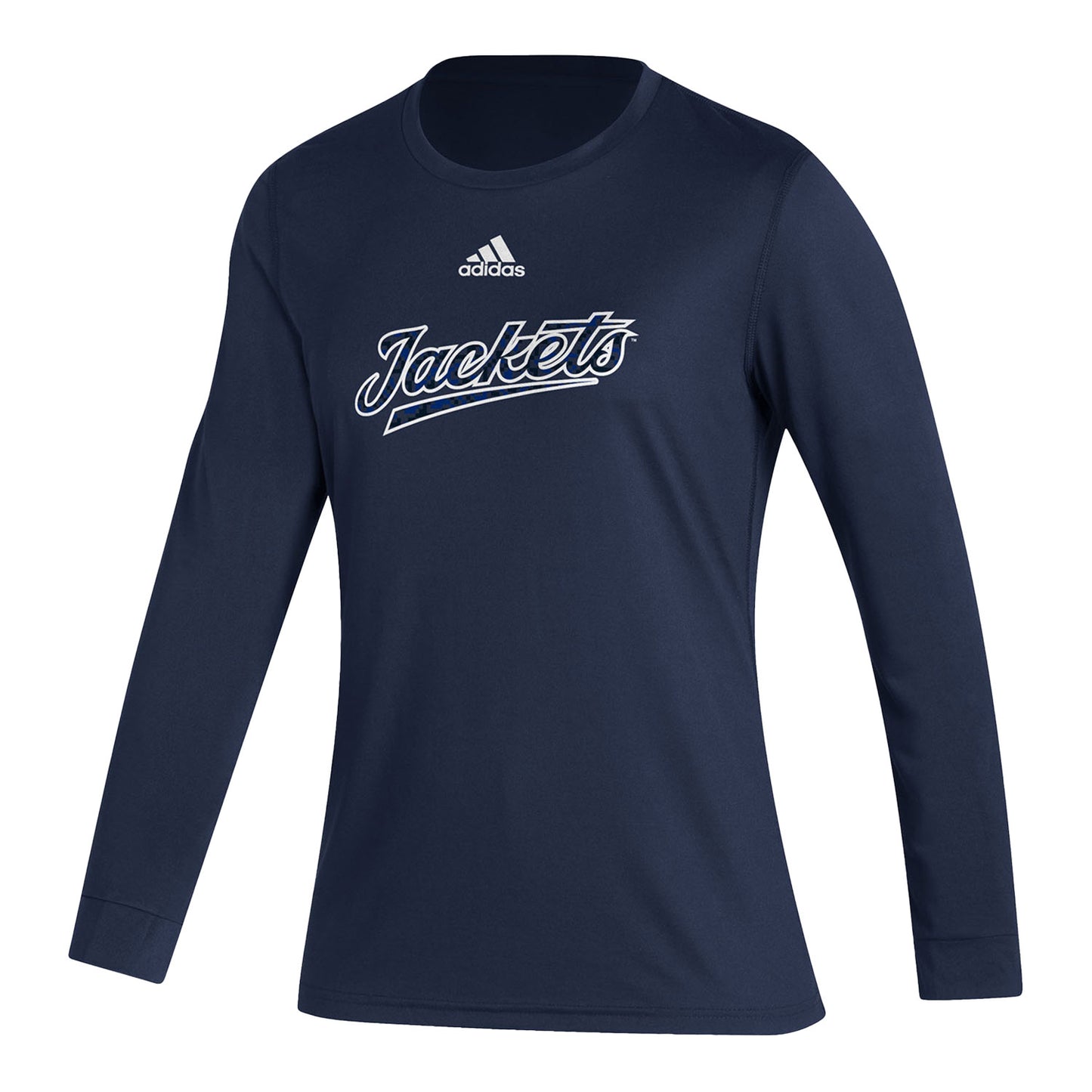 Ladies Georgia Tech Yellow Jackets Script Tail Long Sleeve T-Shirt - Front View