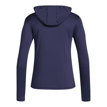 Georgia Tech Yellow Jackets Ladies Long Sleeve Hooded Designed for Training Shirt In Blue - Back View