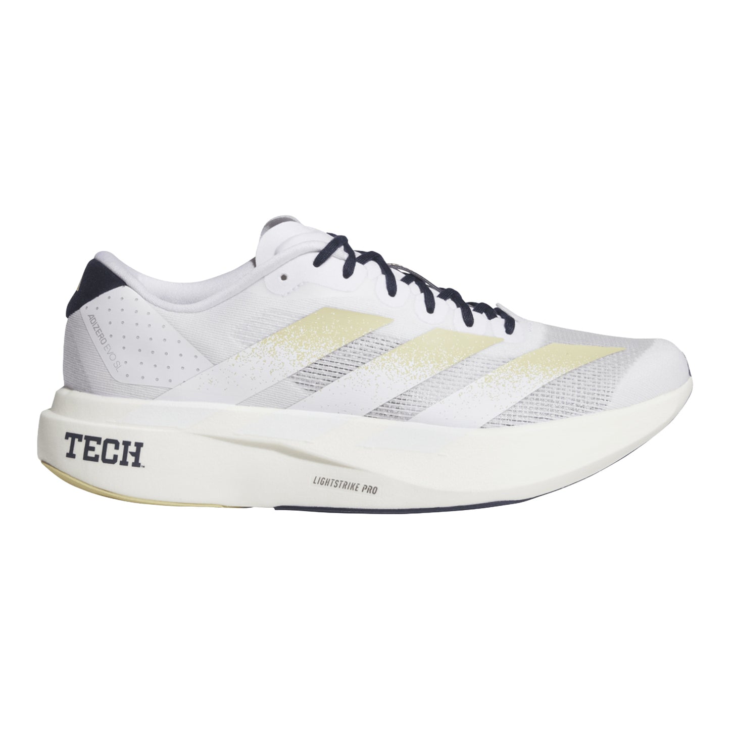 Georgia Tech Yellow Jackets Adidas Adizero Evo Sl Running Shoes In White - Right Side View