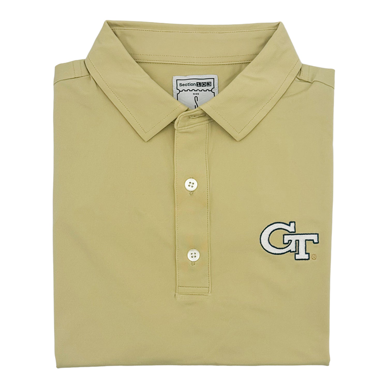 Georgia Tech Yellow Jackets Solid Gold Logo Polo In Gold - Close View 2