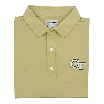 Georgia Tech Yellow Jackets Solid Gold Logo Polo In Gold - Close View 2