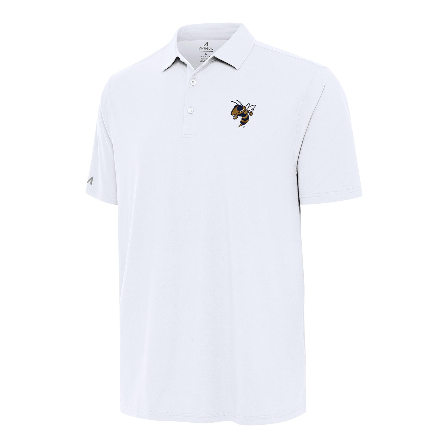 Georgia Tech Yellow Jackets White Era Buzz Logo Polo - Front View
