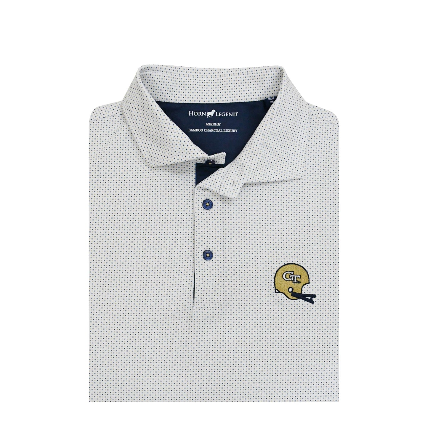 Georgia Tech Yellow Jackets Horn Legend Football Helmet Polo - Close View