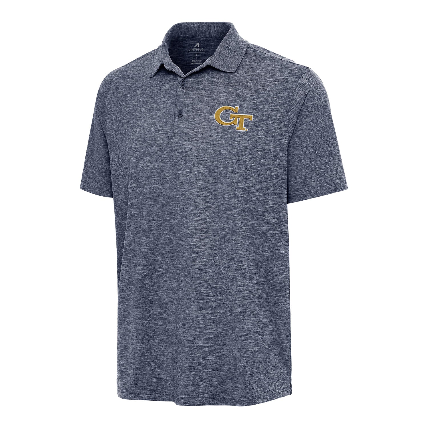 Georgia Tech Yellow Jackets Par 3 Heather Navy Polo - Front View