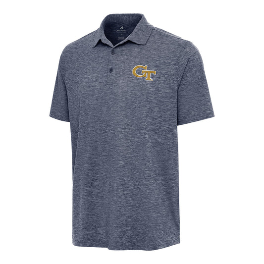 Georgia Tech Yellow Jackets Par 3 Heather Navy Polo - Front View