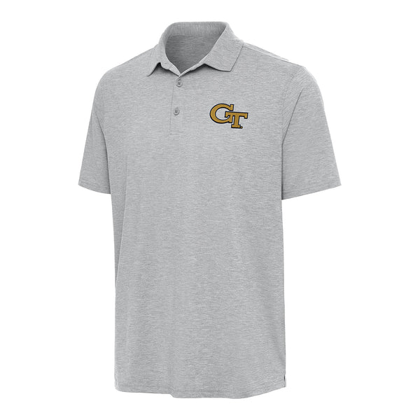 Georgia Tech Yellow Jackets Par 3 Heather Grey Polo - Front View