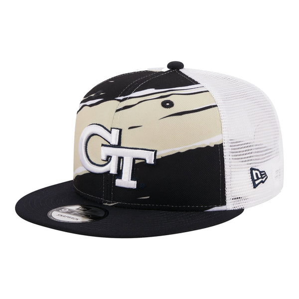 Georgia Tech Yellow Jackets Tear Mesh Back Navy Adjustable Hat - Left Angled View