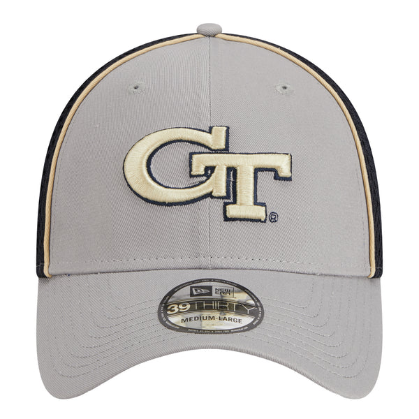 Georgia Tech Yellow Jackets Pipe Grey Flex Hat - Front View