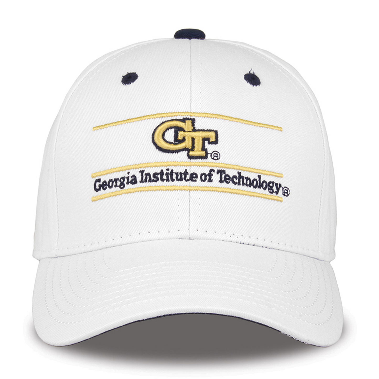 Georgia Tech Yellow Jackets Original Bar White Adjustable Hat - Front View