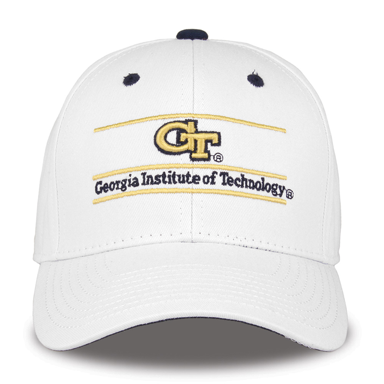 Georgia Tech Yellow Jackets Original Bar White Adjustable Hat - Front View