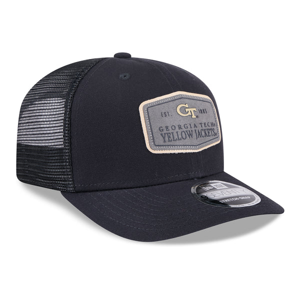 Georgia Tech Yellow Jackets Labeled Trucker Snapback Hat - Front Right View