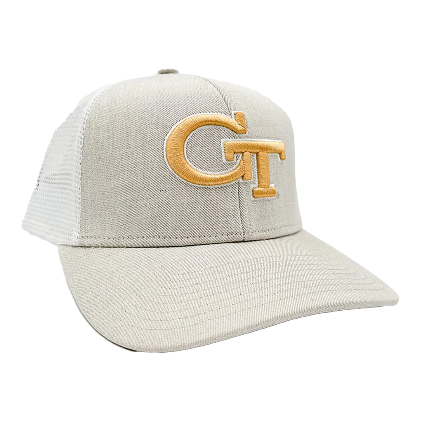 Georgia Tech Yellow Jackets Gray Logo Trucker Hat - Front Right View