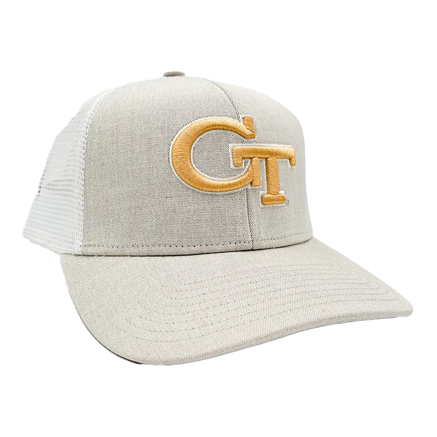Georgia Tech Yellow Jackets Gray Logo Trucker Hat - Front Right View