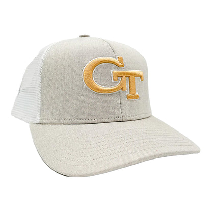 Georgia Tech Yellow Jackets Gray Logo Trucker Hat - Front Right View