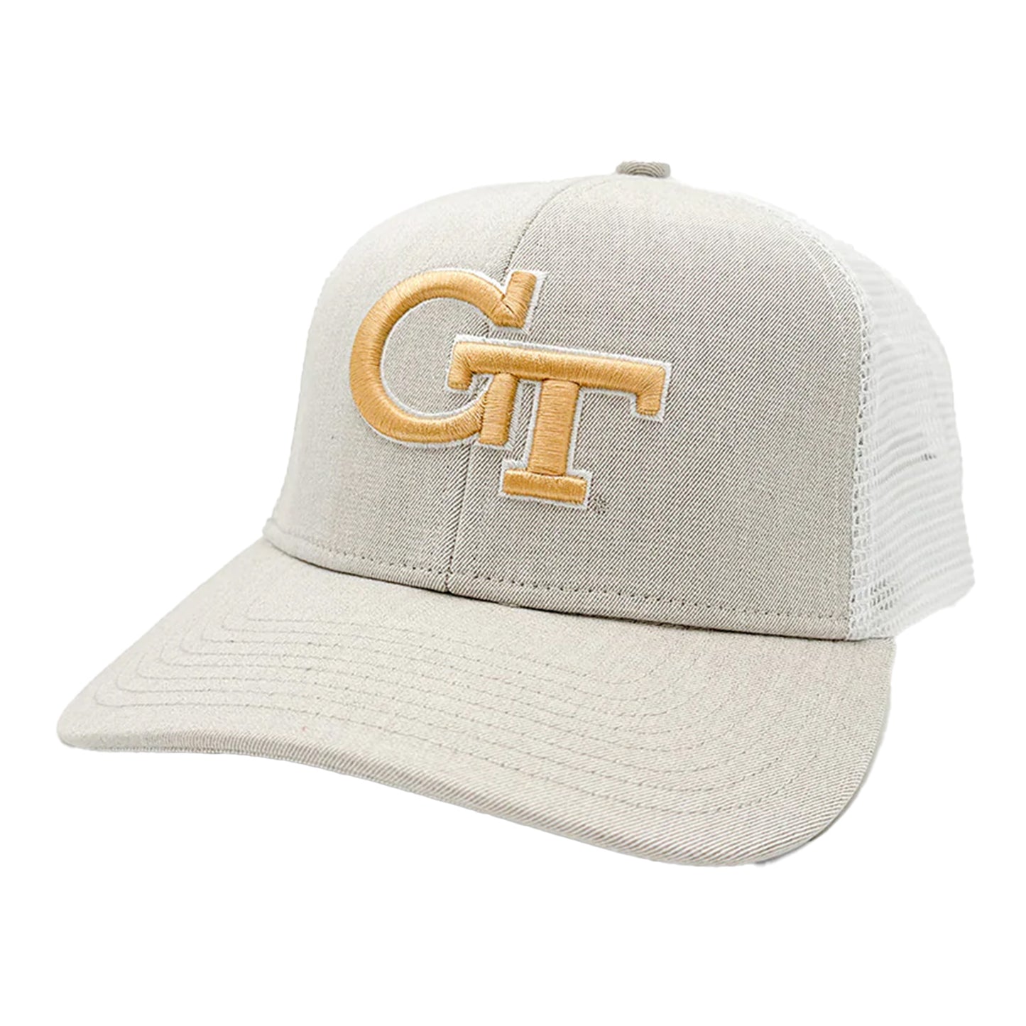 Georgia Tech Yellow Jackets Gray Logo Trucker Hat - Front Left View
