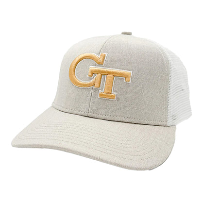 Georgia Tech Yellow Jackets Gray Logo Trucker Hat - Front Left View