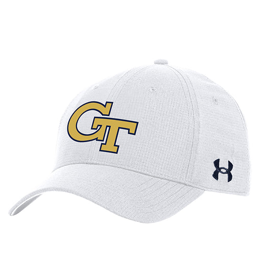 Georgia Tech Yellow Jackets Under ArmourVent High Crown Adjustable Hat – White - Front View
