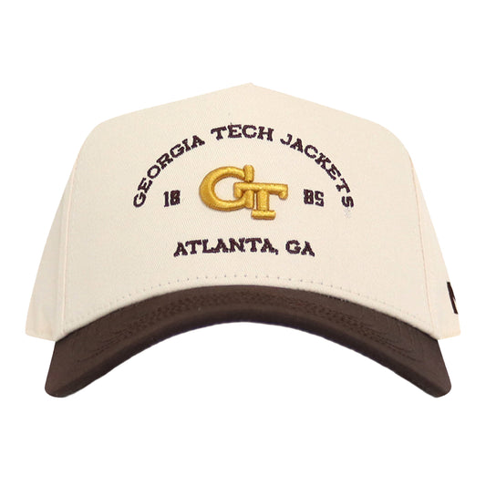 Georgia Tech Yellow Jackets Outlaw Arch Wordmark Two Tone Hat – Cream/Black