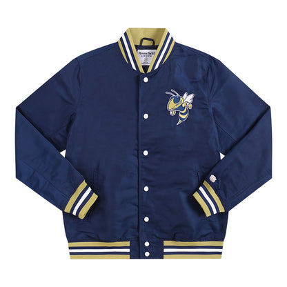 Georgia Tech Yellow Jackets Navy Button Up Bomber Jacket - Front View