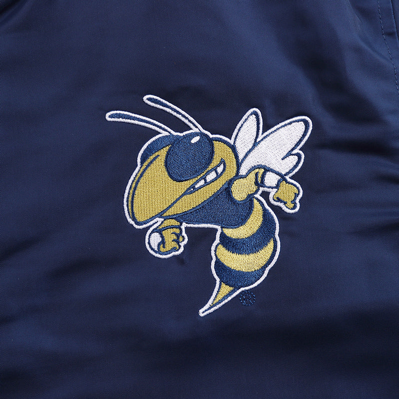 Georgia Tech Yellow Jackets Navy Button Up Bomber Jacket - Logo View