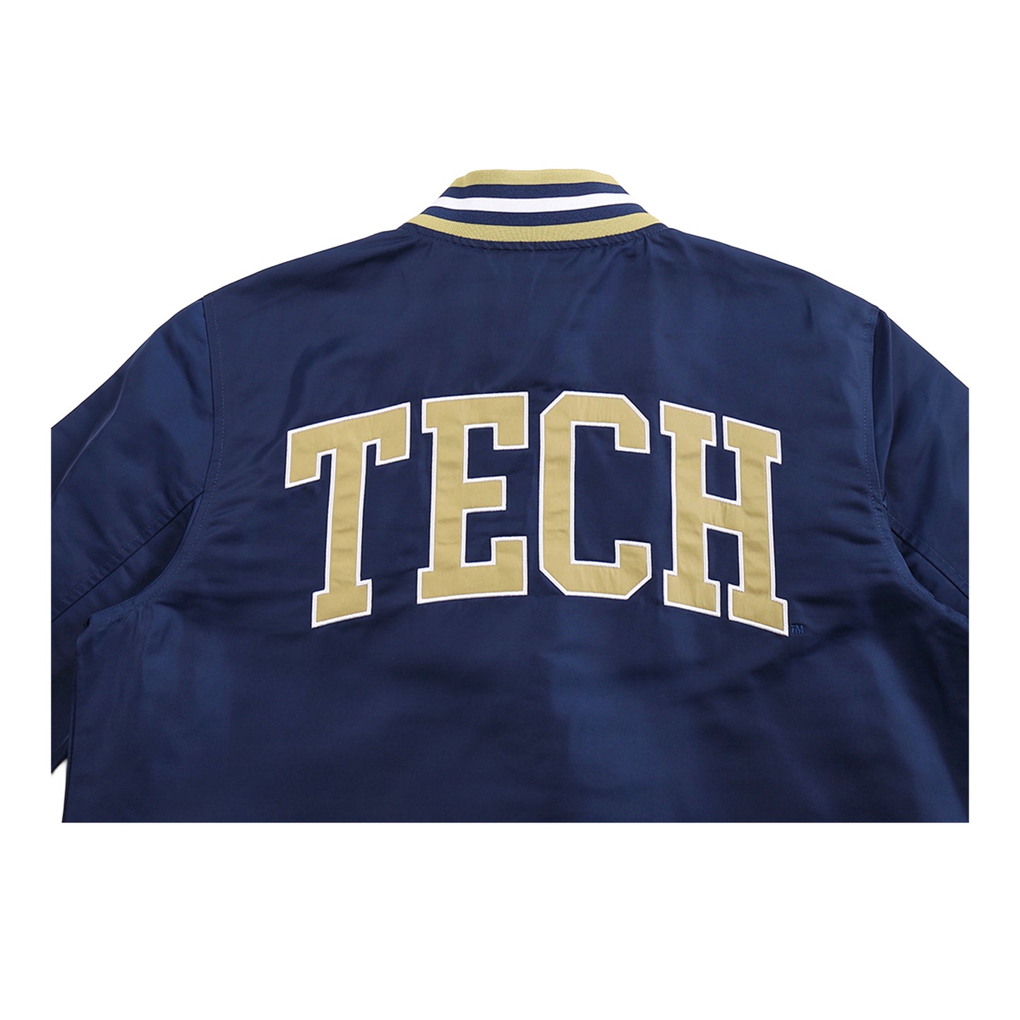 Georgia Tech Yellow Jackets Navy Button Up Bomber Jacket - Back Logo View