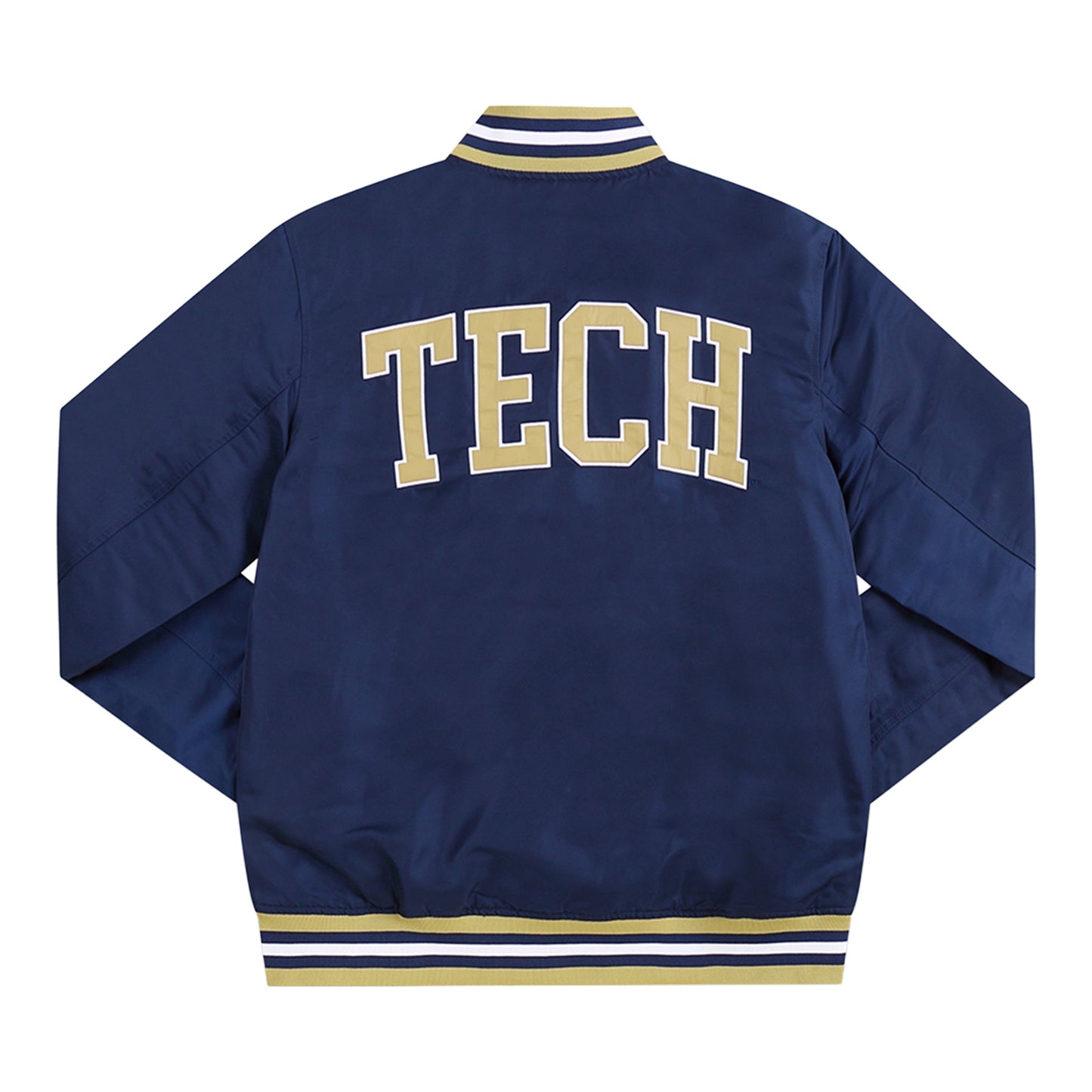 Georgia Tech Yellow Jackets Navy Button Up Bomber Jacket - Back View