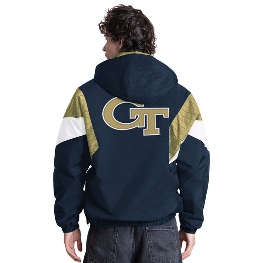 Georgia Tech Yellow Jackets Throwback 1/4-Zip  Navy Jacket - Back View
