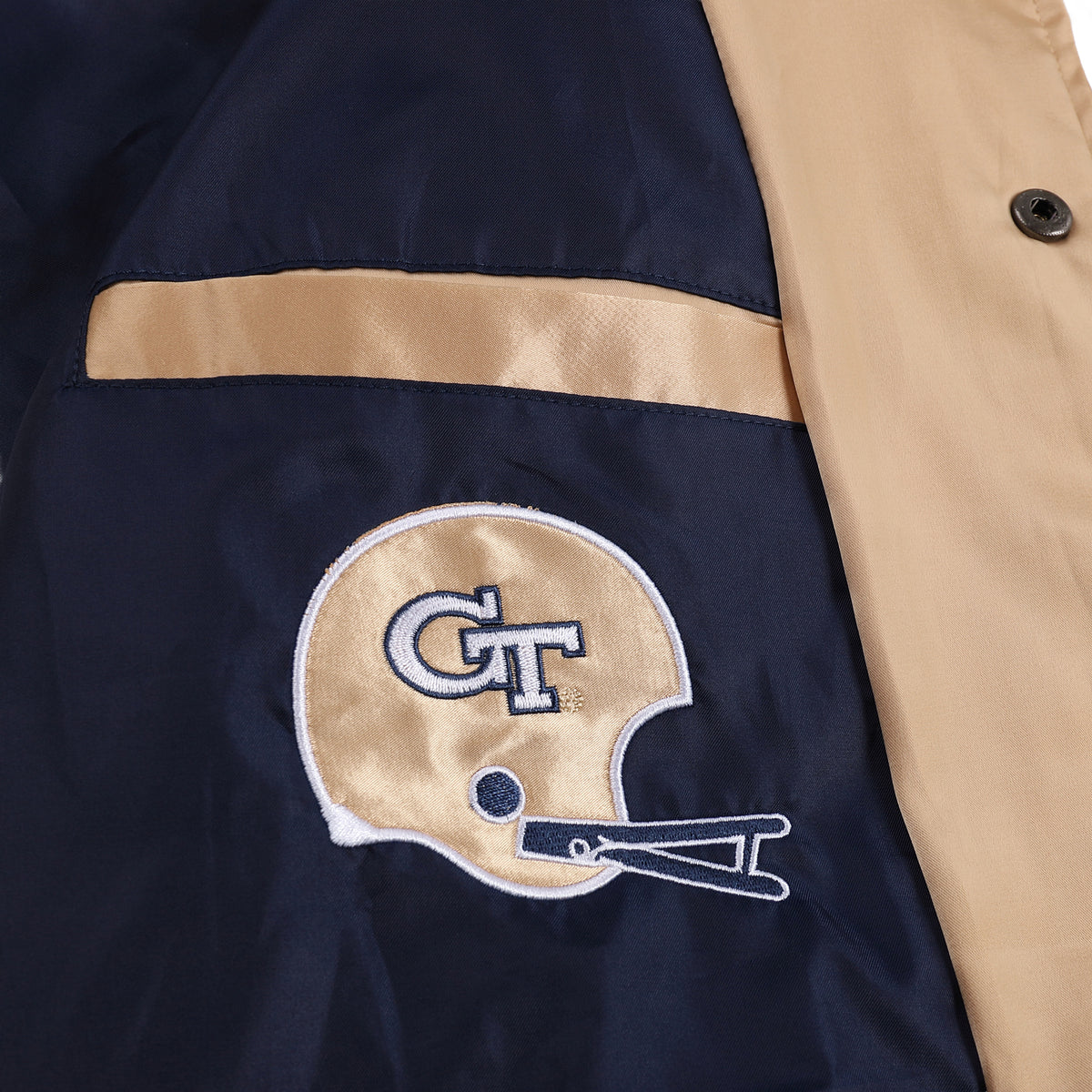 Georgia Tech Yellow Jackets Ramblin Wreck Satin Gold Bomber Jacket- Logo View